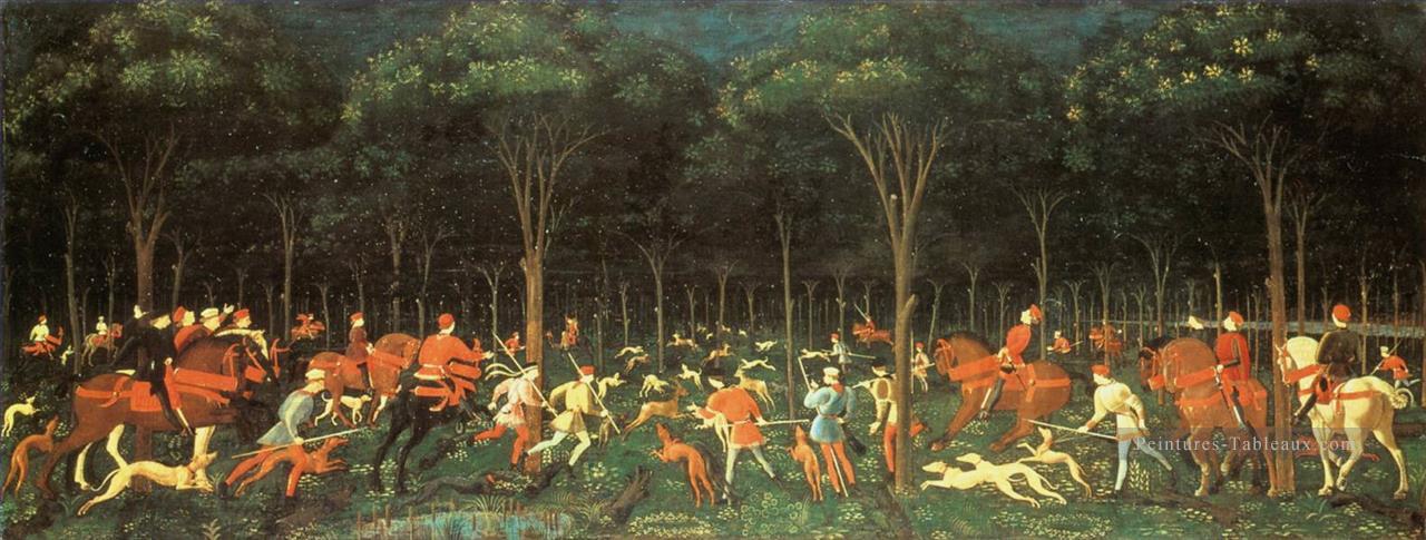 chasser dans la forêt par paolo uuccello c 1470 Peintures à l'huile
